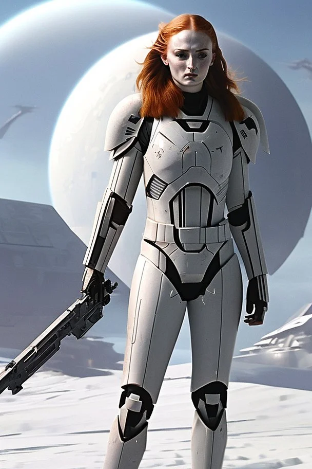 [Sophie Turner] Captain Sophie Turner emerged from the escape pod with a steely determination befitting her role as an elite Imperial stormtrooper. Though stripped of her custom white armor, she remained a proud member of the Empire's military forces. The harsh environment of this unknown planetary would not break her spirit or training. Taking stock of her situation, Captain Turner inventoried what supplies had survived the rough landing intact. Her boots, bodysuit, and pack were still servicea