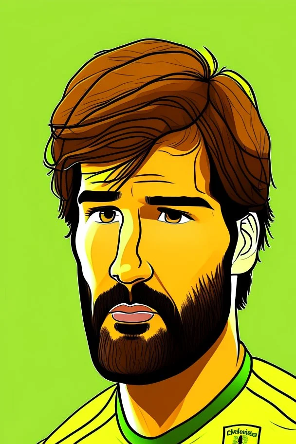 Alisson Becker Brazilian football player cartoon 2d