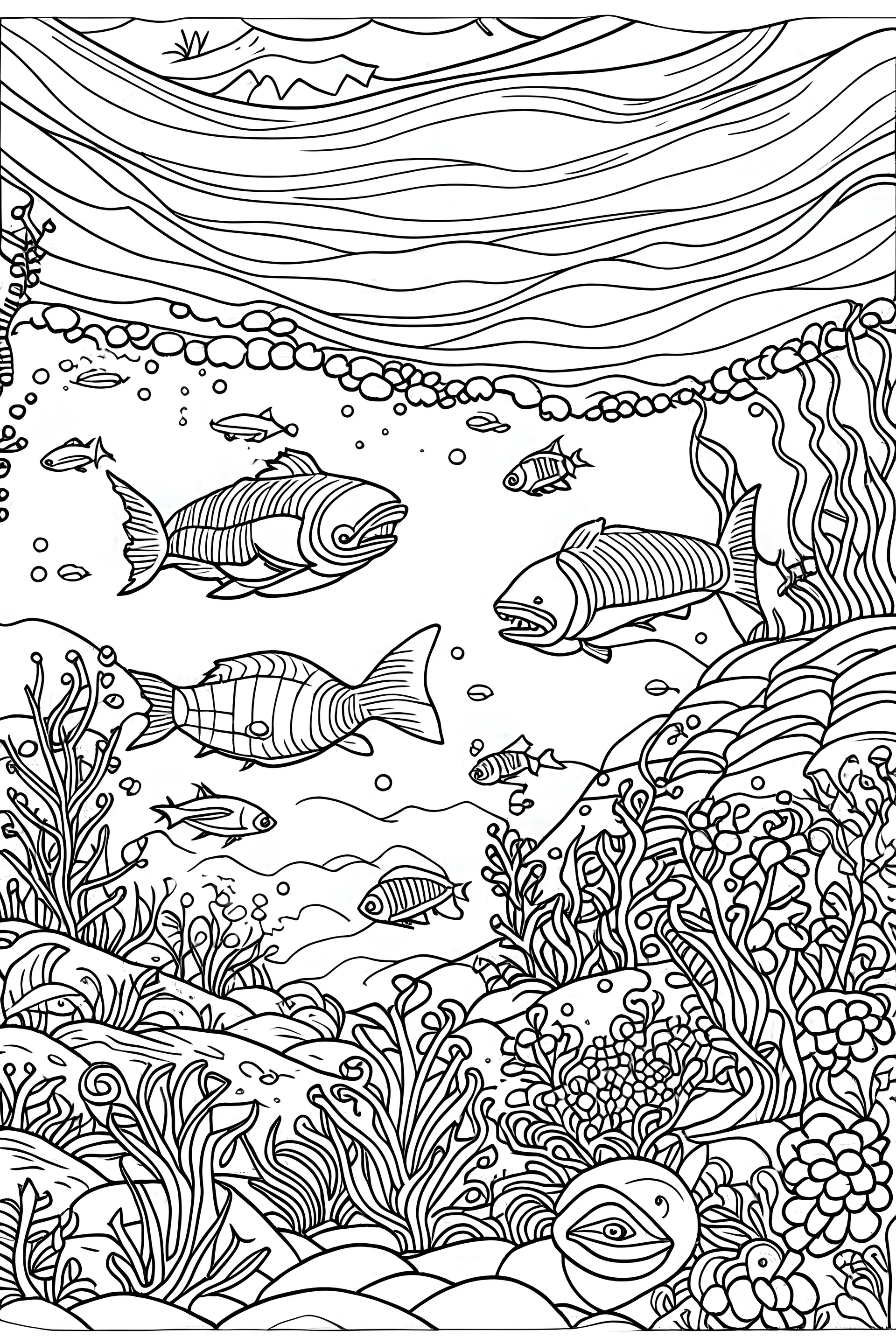 coloring book image of the under water world