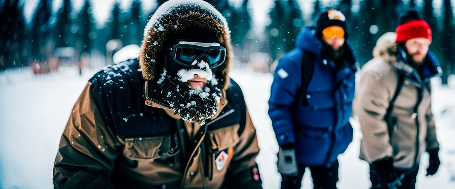 close up documentary photography, November 2020, Yeti, Bigfoot, Dystopian, Japanese, Extreme depth of field, bokeh blur, winter, blizzard, Alberta, all-natural, in the style of candid, imperfection, natural lighting, Professional shot, shot on Agfa, Fuji Film, Anamorphic lens --ar 4:5 --w 150 --style raw