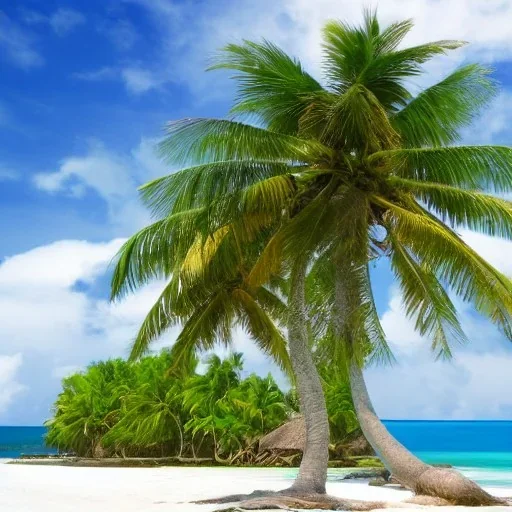 Island with one coconut tree