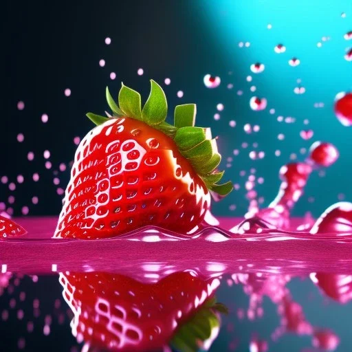 shiny strawberry splash in water, close up, unreal engine 5, 8k resolution, photorealistic, ultra detailed