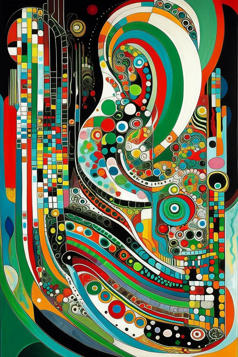 Bone Machine; Abstract art combining the form Kandinsky and the flow of Hundertwasser