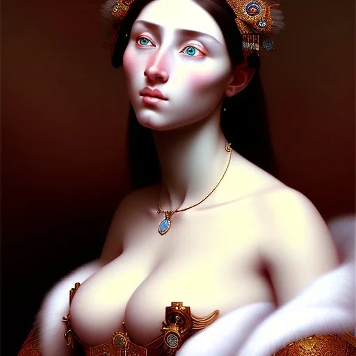 Epic massive Portrait of voloptuos beautiful Woman estilo Jean Auguste Dominique Ingres 4k