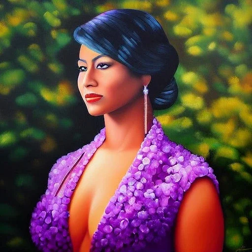 Full body portrait, painting, medium shot lady Chavette