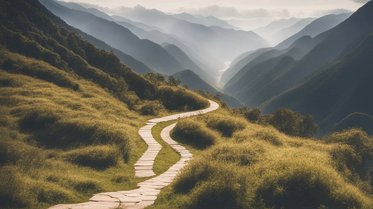 the winding path through the mountains