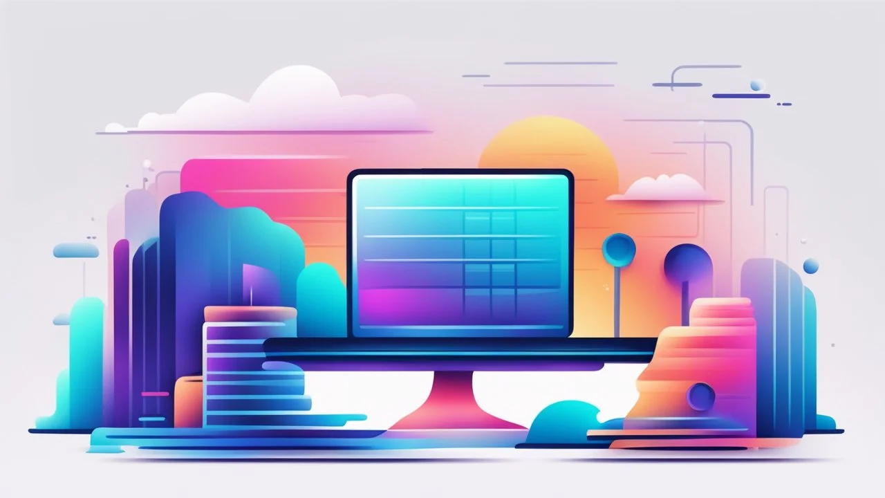 Gradient website hosting illustration with white background