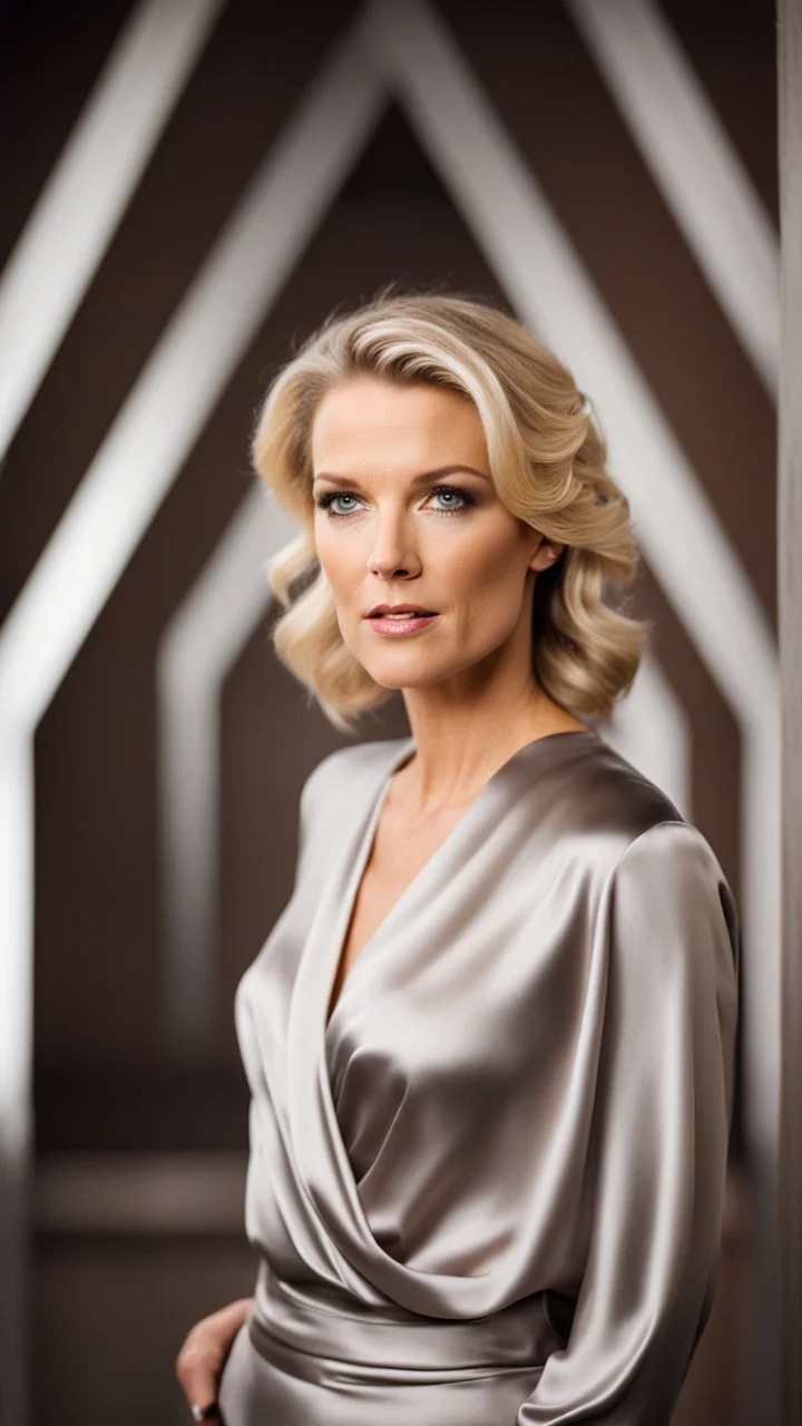 photography of a beautiful woman, silver satin blouse, megyn kelly show