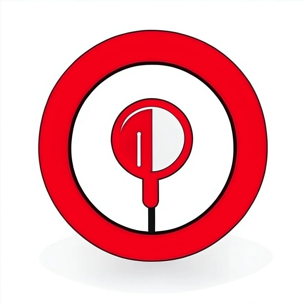 round svg logo charts magnifier minimalistic red