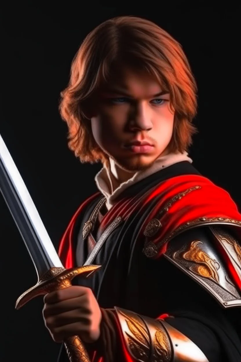 young european brown hair adult royal guard swordsman with rapier