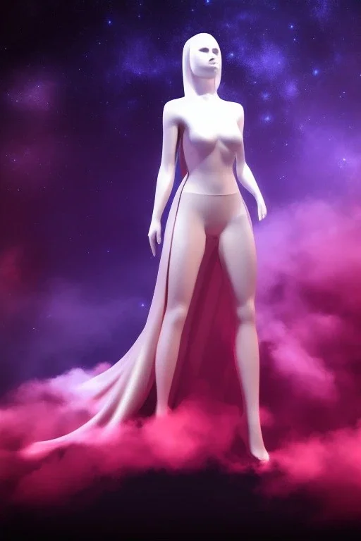 Full body portrait, painting, medium shot lady Spacecore background volumetric translucency