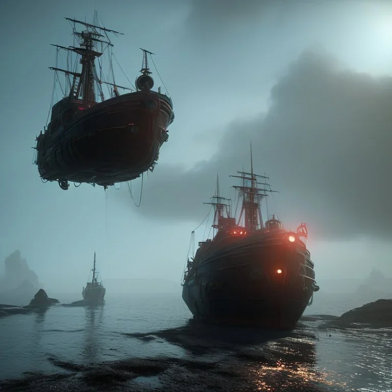 A portrait of a crystalised sinking ship, atmospheric, realistic, unreal engine, cinematic lighting