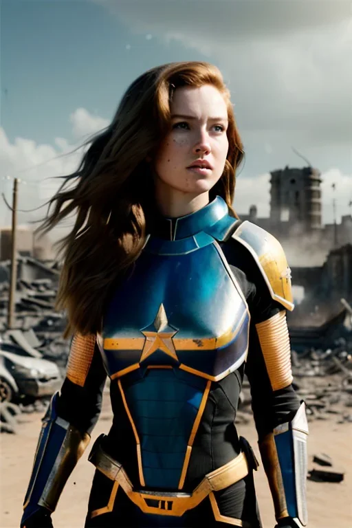 ultrarealistic, ruined city,__skimpy sci-fi armor__, __angles__, 18 year old woman, strikingly beautiful,ginger hair, _colour_, [__starlets__|__starlets__], (pale __skincolor__ skin:1.2), __camera__, _hair_, detailed face and eyes, medium breasts, leather choker, freckles, dynamic pose, resolved expression, __accessory__, strappy outfit, (straps:1.1), sword in scabard on left hip, (buckles, buttons, snaps, rings:1.0), haltertop style breastplate, detailed eyes, plump lips, sci-fi theme