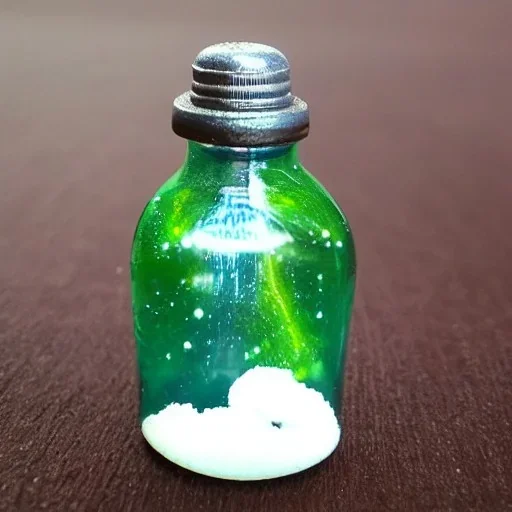 miniature space scene in a bottle