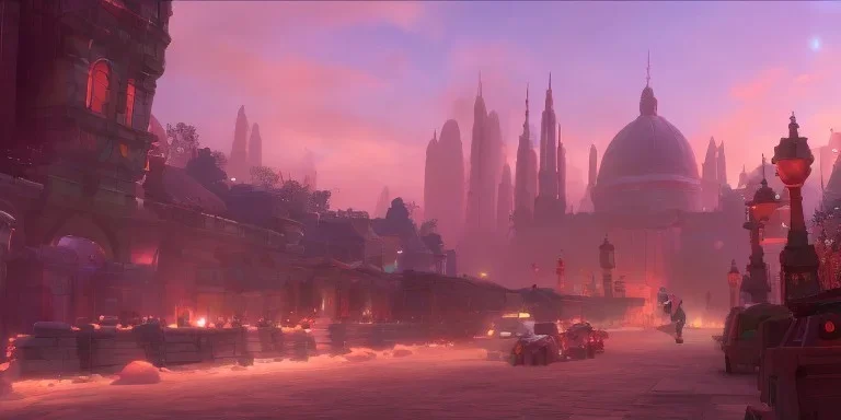 video game level design, city environment, concept art, cinematic, star wars