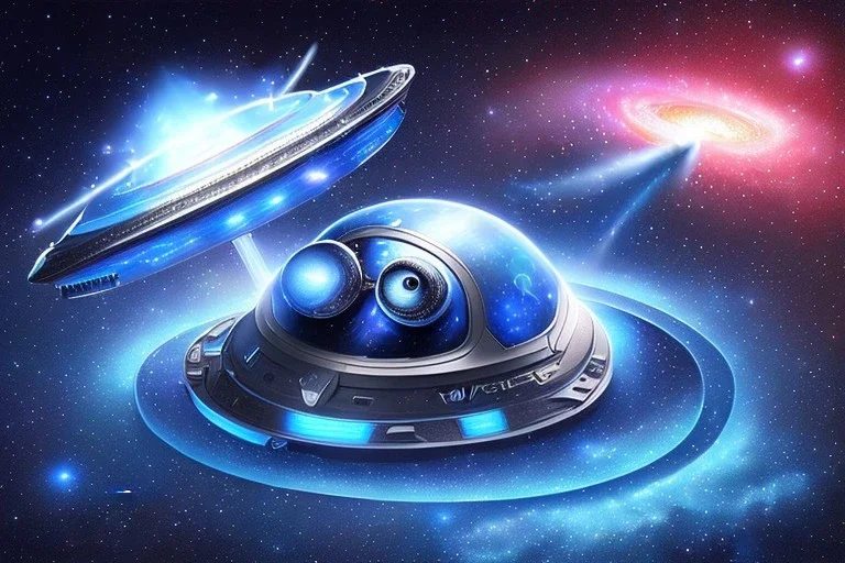 cosmos, ufo blue metalic, sky blue ,stars