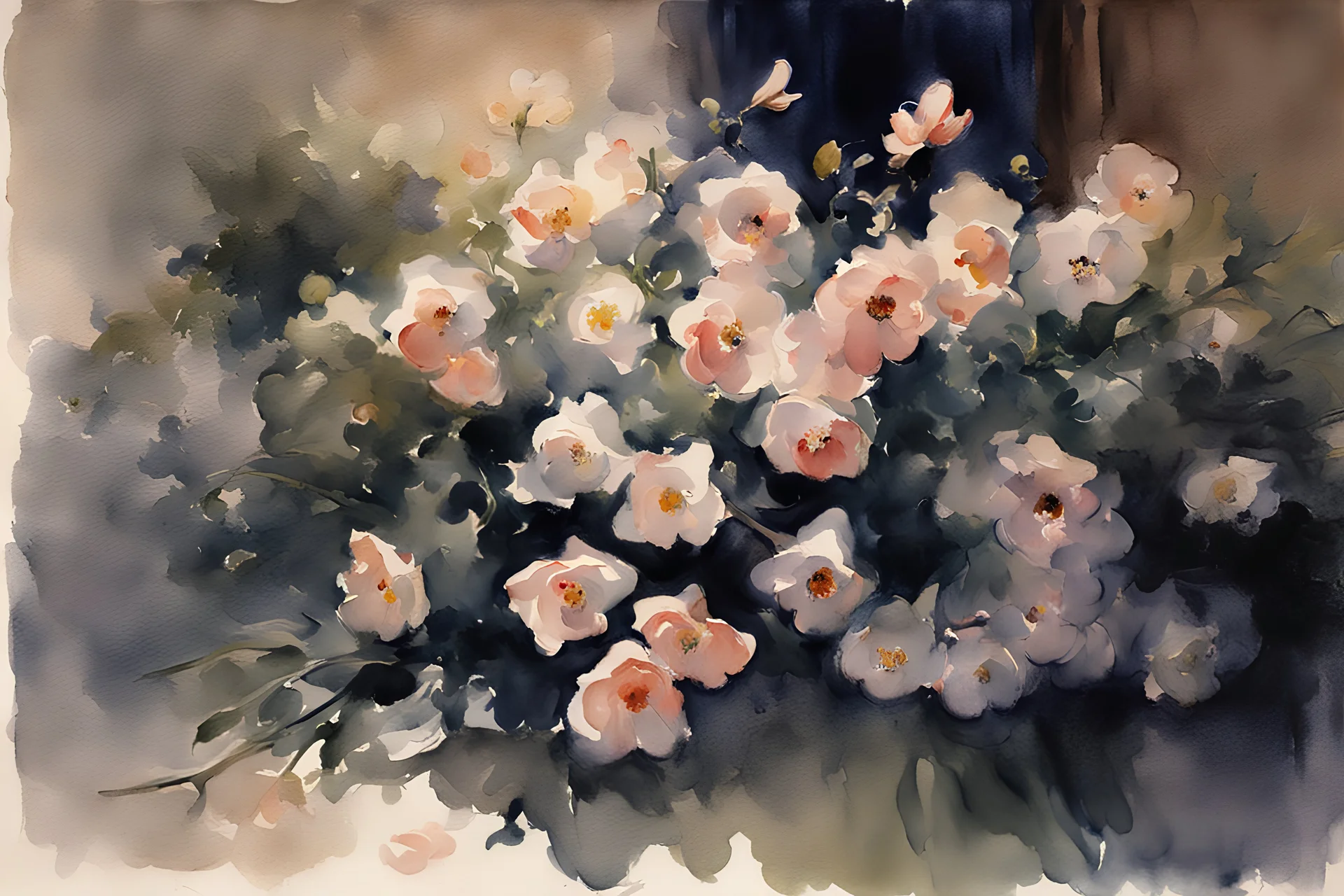 Night, flowers, john singer sargent watercolor paintings