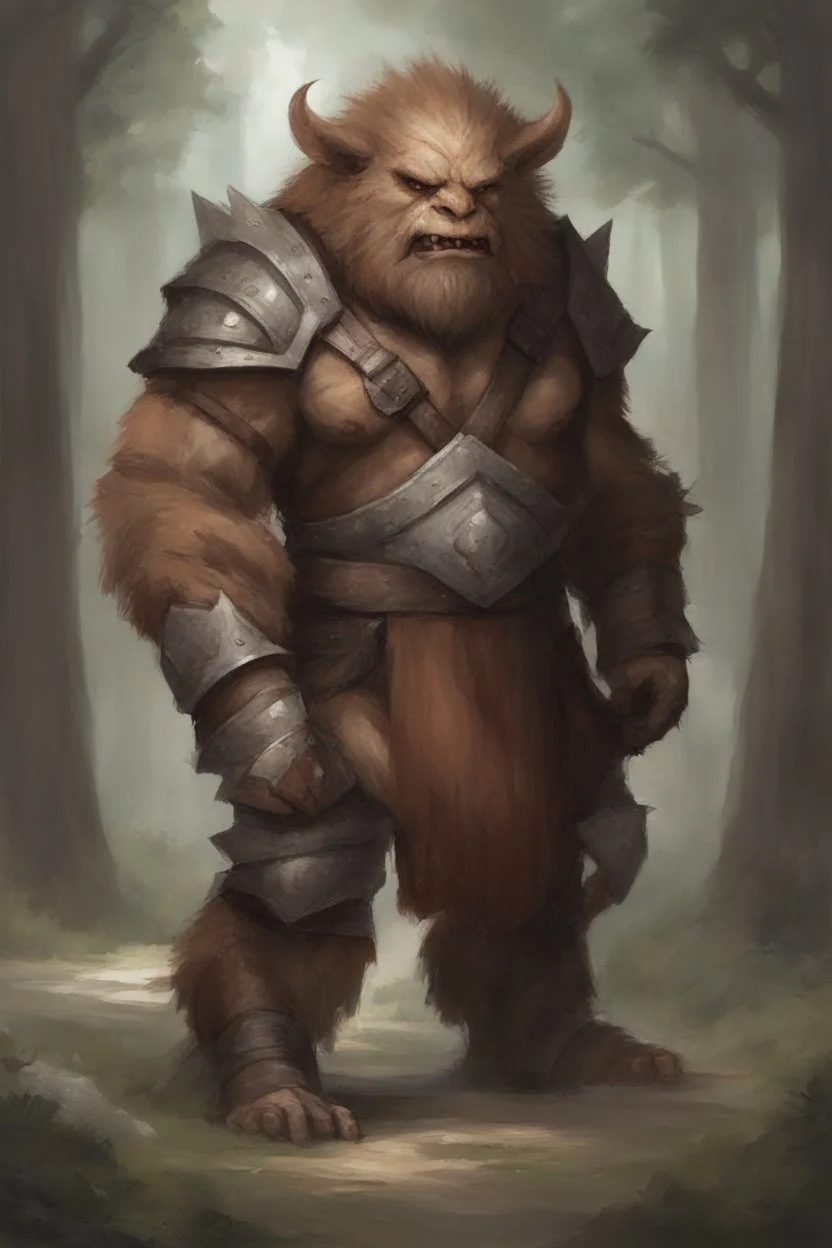 Dnd a bugbear with white fur and leather armor