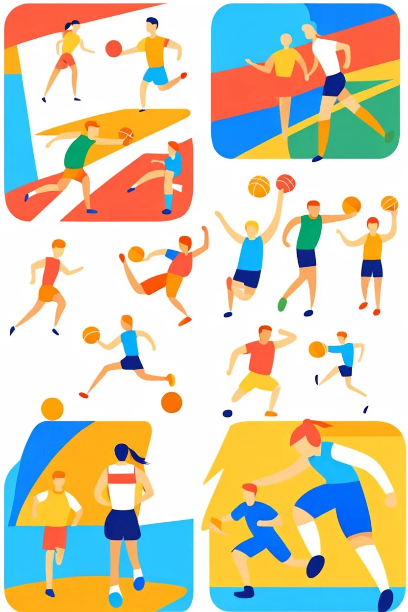 Physical Education and Sports. Various types of sports competitions. Abstract image of high quality. Students are engaged in sports