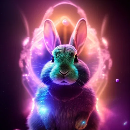 galaxies, spirals, space, nebulae, stars, smoke, iridescent, intricate detail, in the shape of a rabbit, fur on color diamonds, octane render, 8k, --q 2 --ar 2:3 --uplight