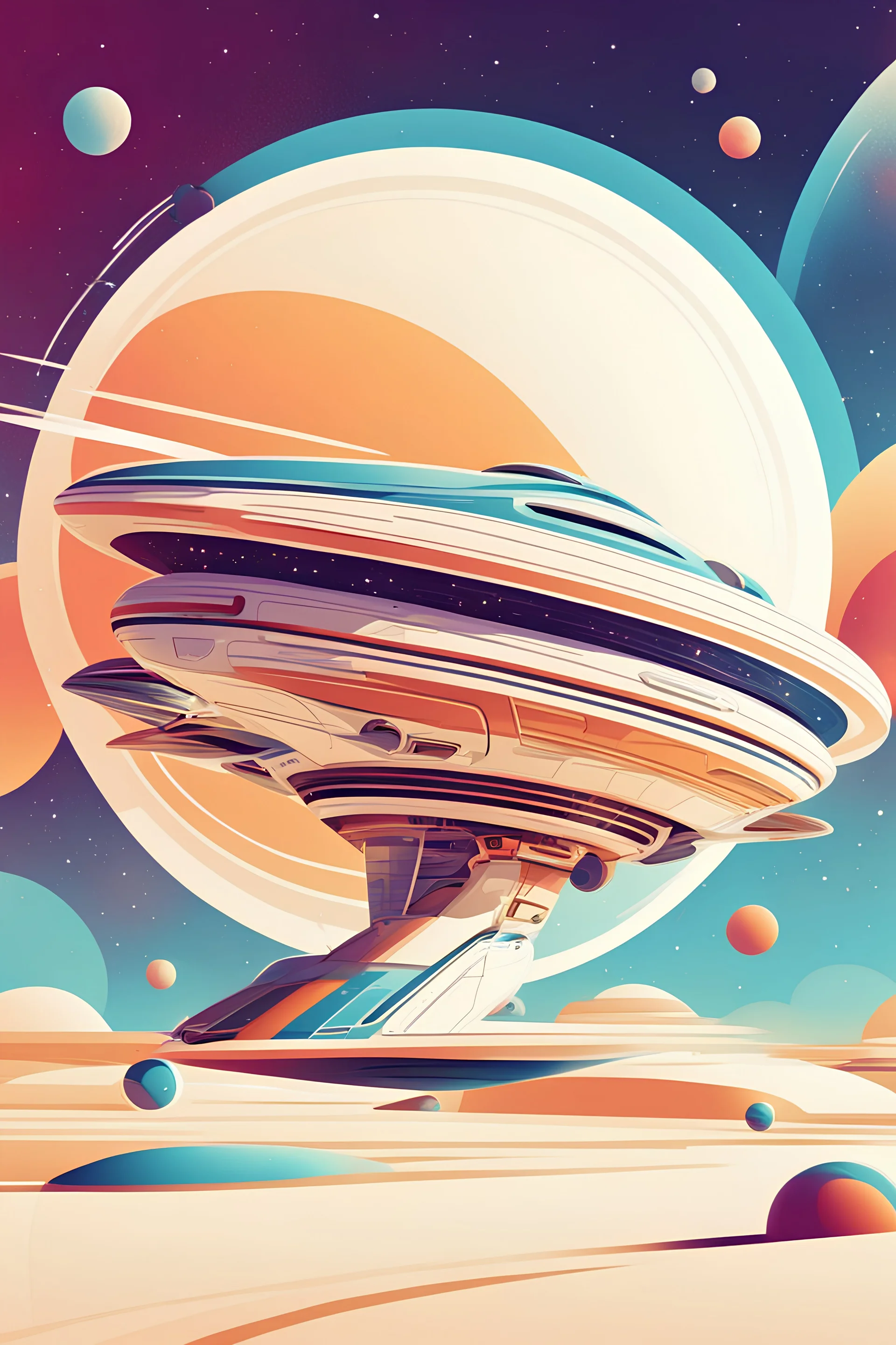 retro futuristic space ship abstract