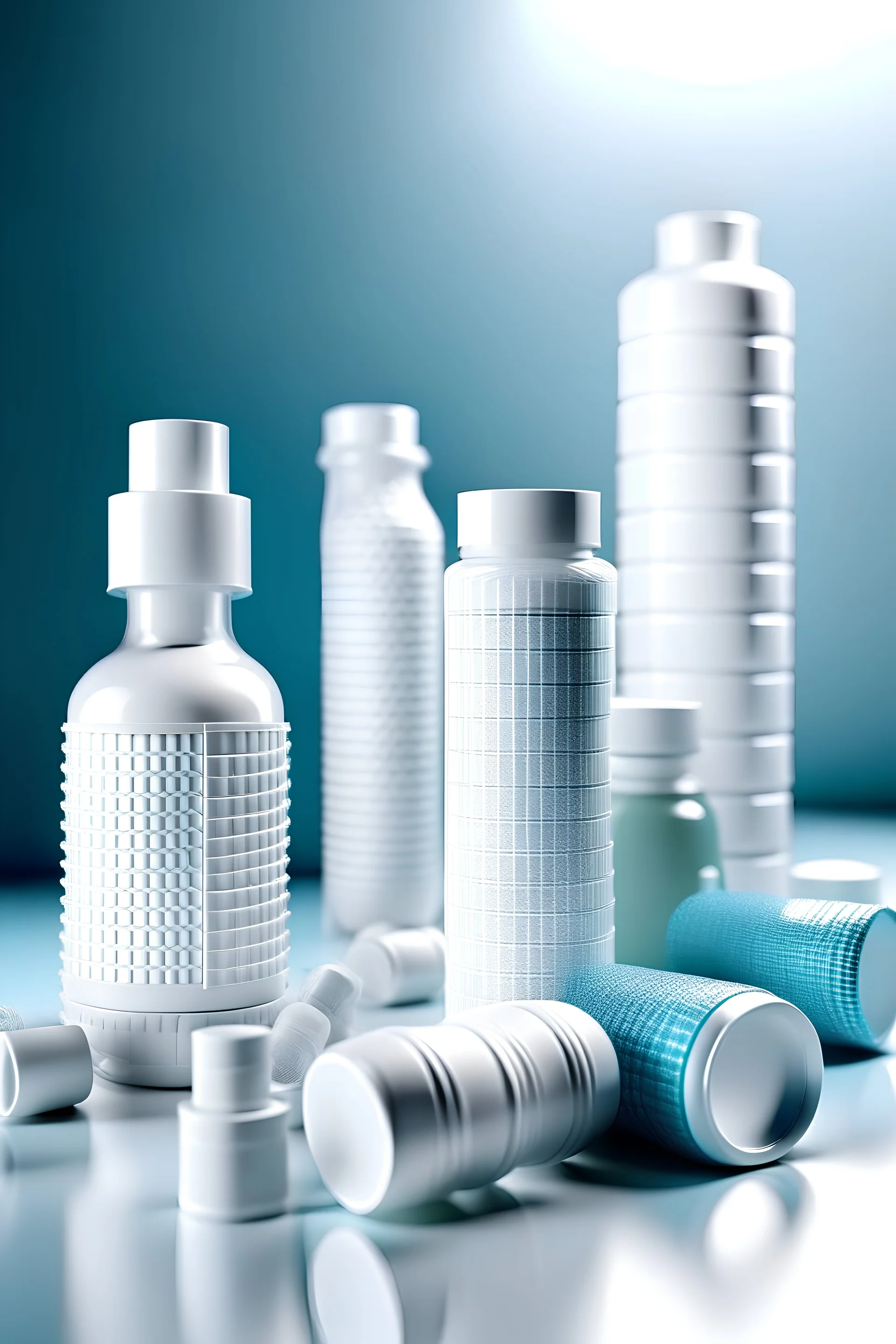 Wallpaper of R&D packaging with designing plastic bottles