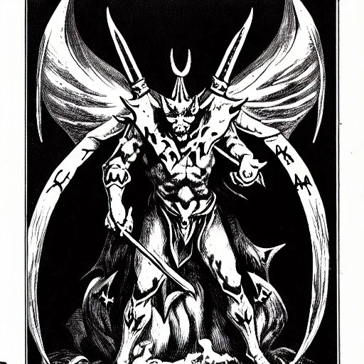 Devil demon satan king knights war code prophecy black and white