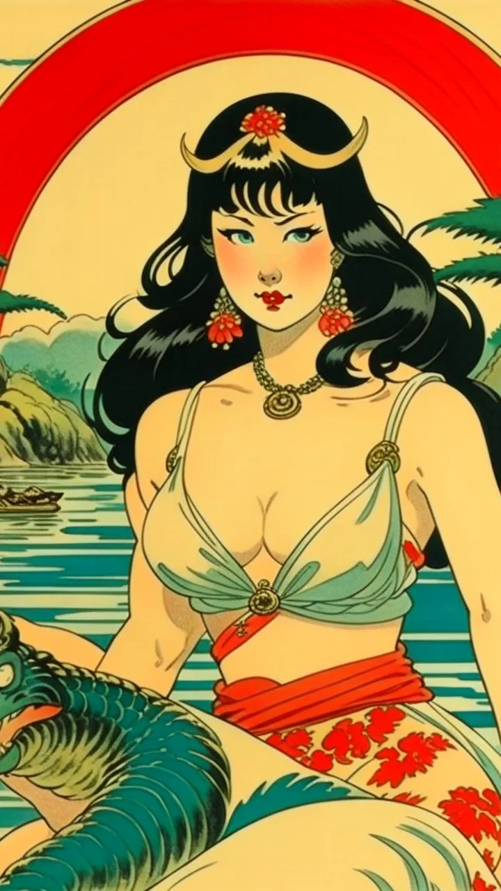 Betty page art from japanese style 1900 movie.