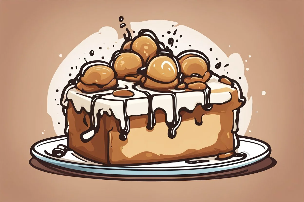 deep fried cheesecake, clean vector style, bold outline