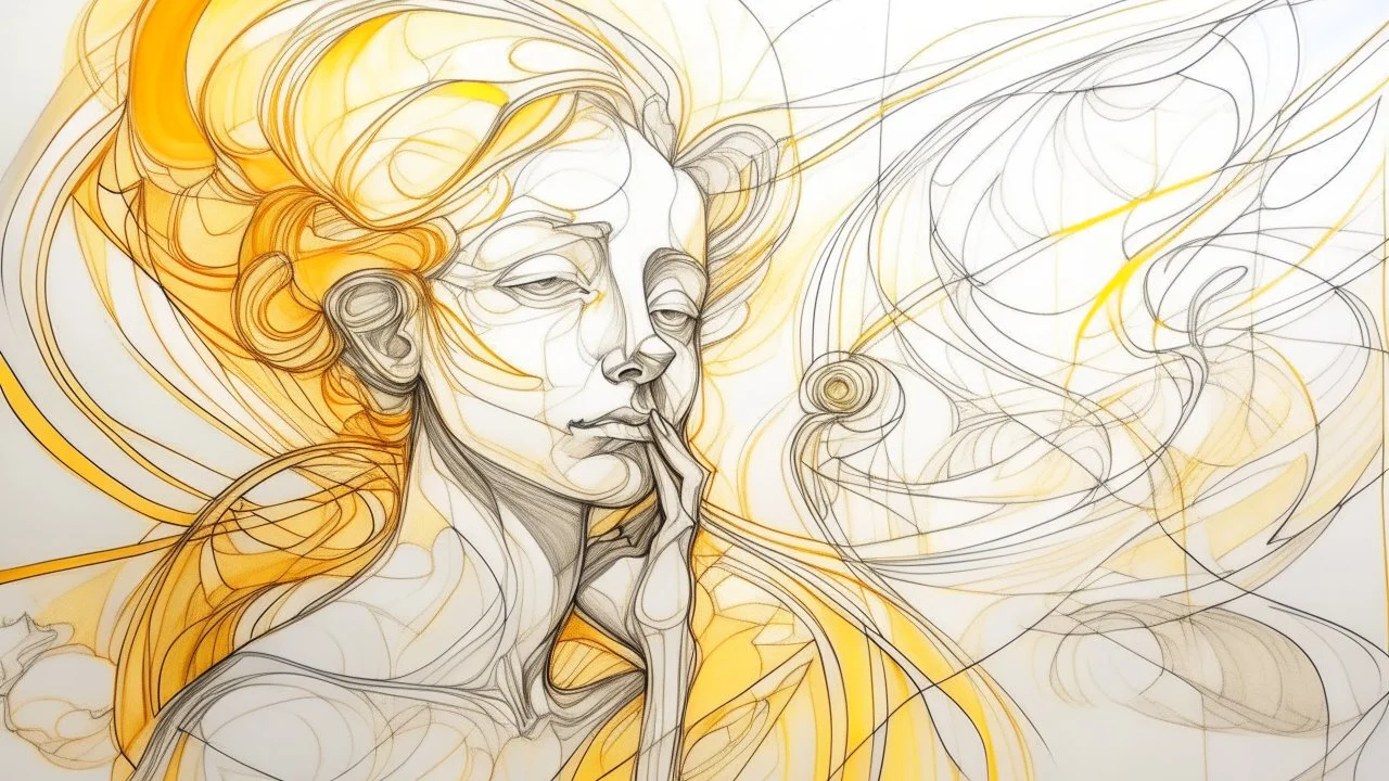 sketch lines, Imaginative intervention art painting combining surreal imagery, expressive brushwork, and unconventional techniques, Golden-hour lighting, pencil drawing