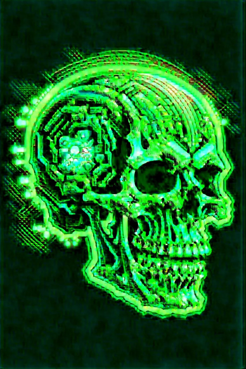 Skull being electrified, 80s airbrush artwork style, bright colored retro ... pixel art 16bit retro style ..