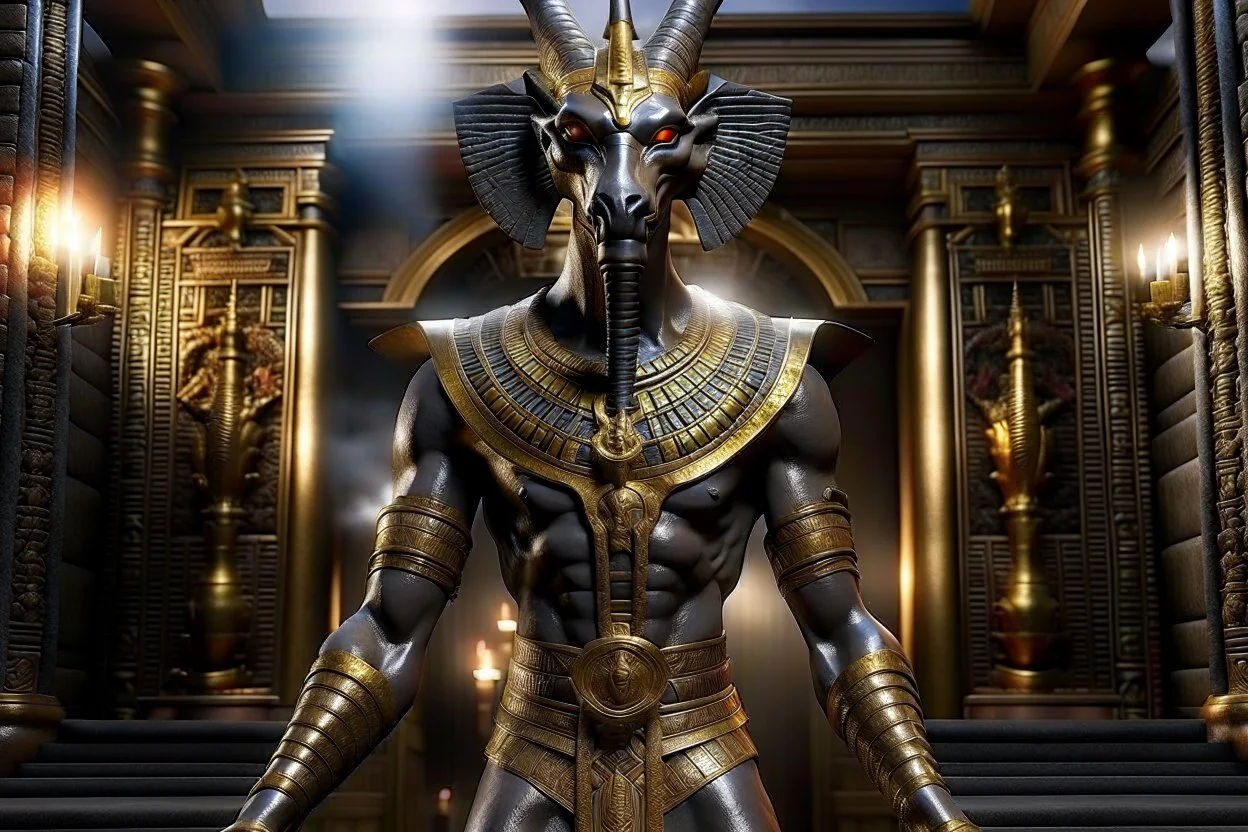 ancient Egypt Design and create a photorealistic image Anubis