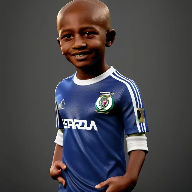  the Egyptian soccer player Shikabala as a child ,baby face,He is wearing a Zamalek Club T-shirt,Zamalek Club logo on the T-shirt , full body, Pandora background