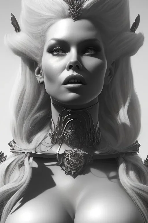 Brigitte Bardot as evil queen in black leather, leather, busty, cleavage, angry, stern look. character design by cory loftis, fenghua zhong, ryohei hase, ismail inceoglu and ruan jia. unreal engine 5, artistic lighting, highly detailed, photorealistic, fantasy.