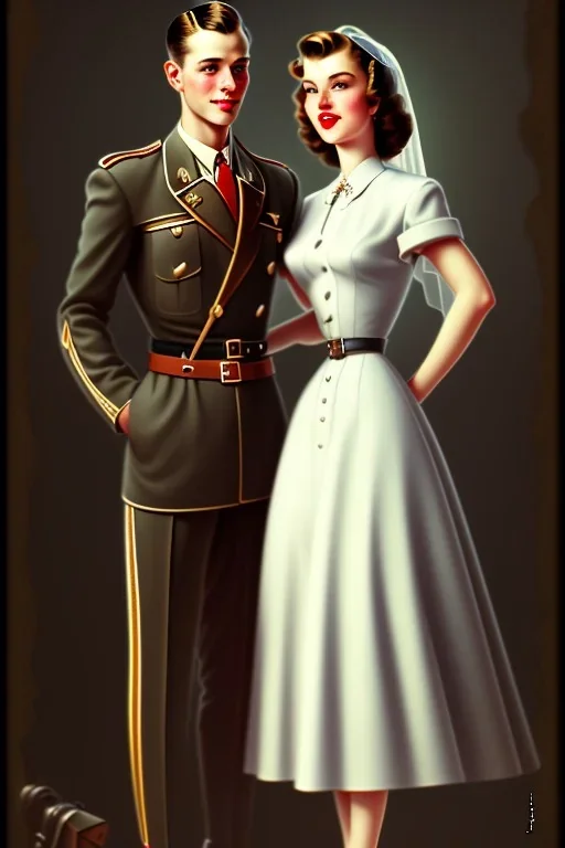 married couple, cute, beautiful, wholesome, 1940s