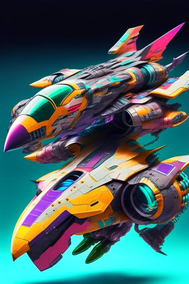 A combination of a super advanced space machine and a crazy Max fighter, super sporty, with color and nano technology