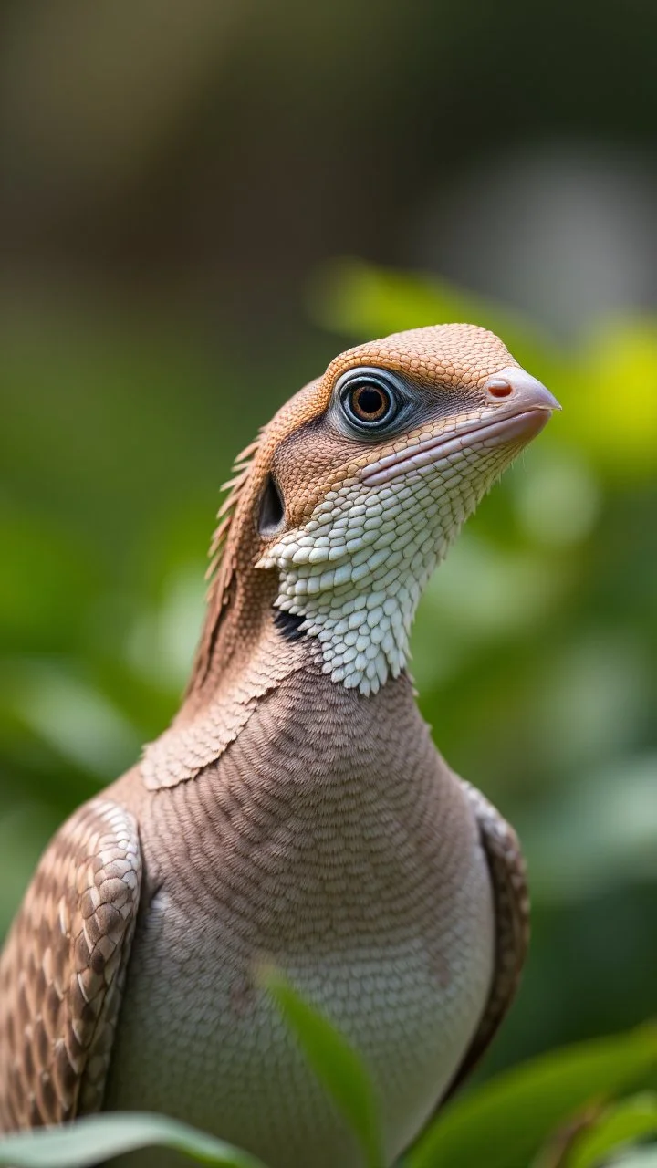 A Lizard head with dove body