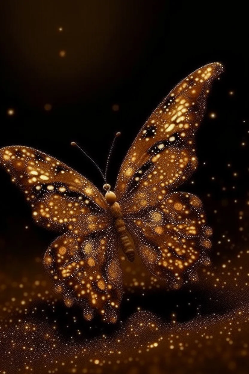 Luminous Light Brown butterfly Fireworks and manure full of stars