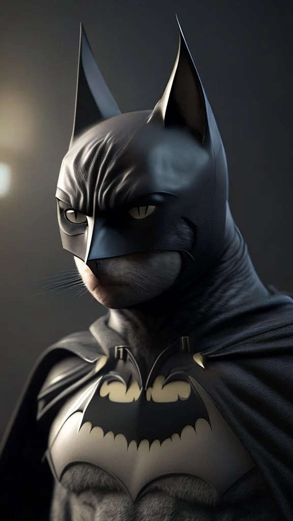 batman become cat, ultra realistic, 4k, ultra detail, full body, full picture