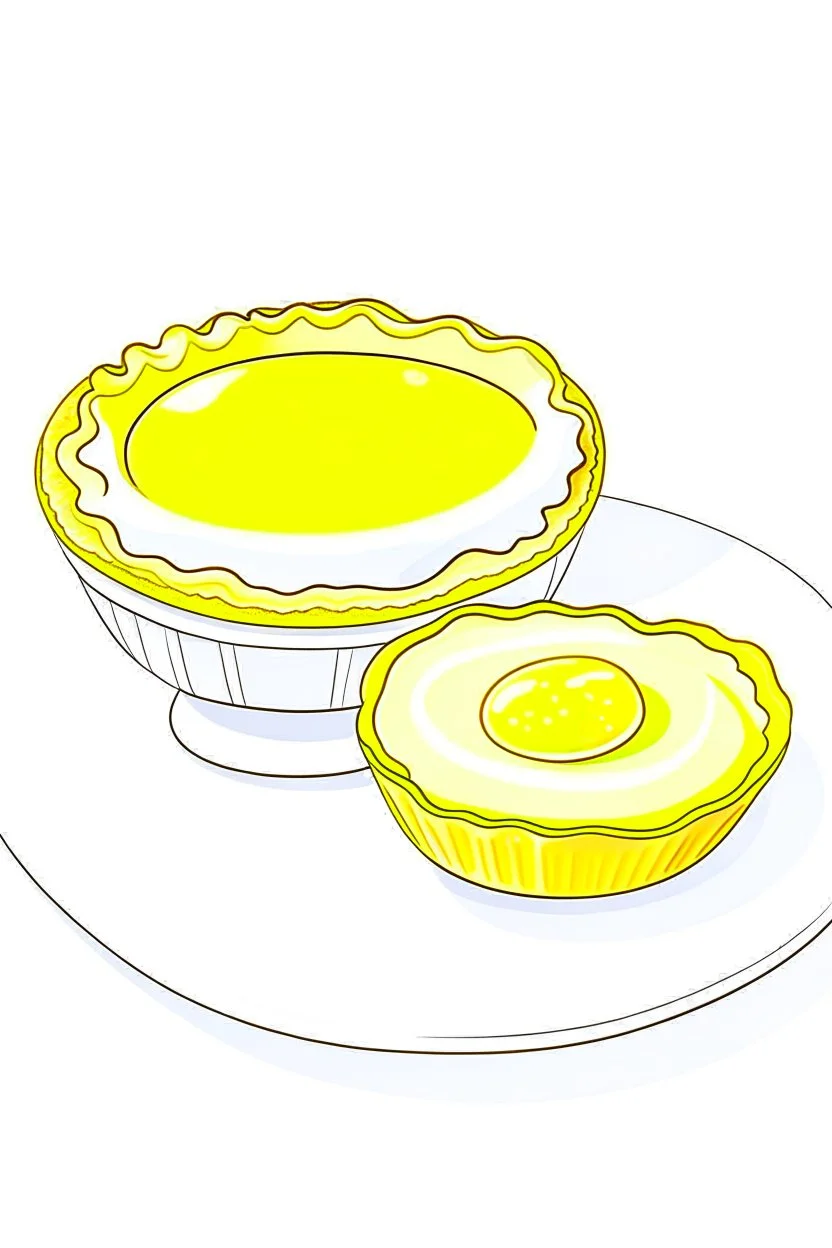 Portuguese egg tart, vector, illustration,White thick line border,cartoon style, vector style, 8k,white_background,p1c4ss0