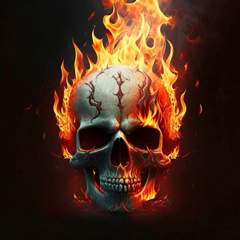 fiery skull