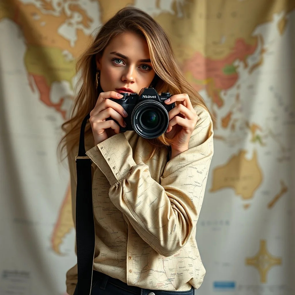 A female fashion model is also a cartographer.