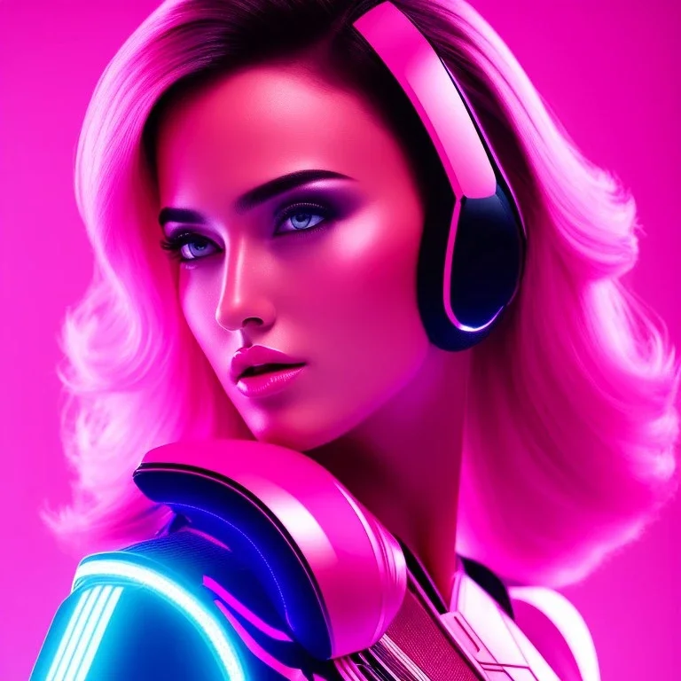 cyberpink, head, woman, portrai, tron