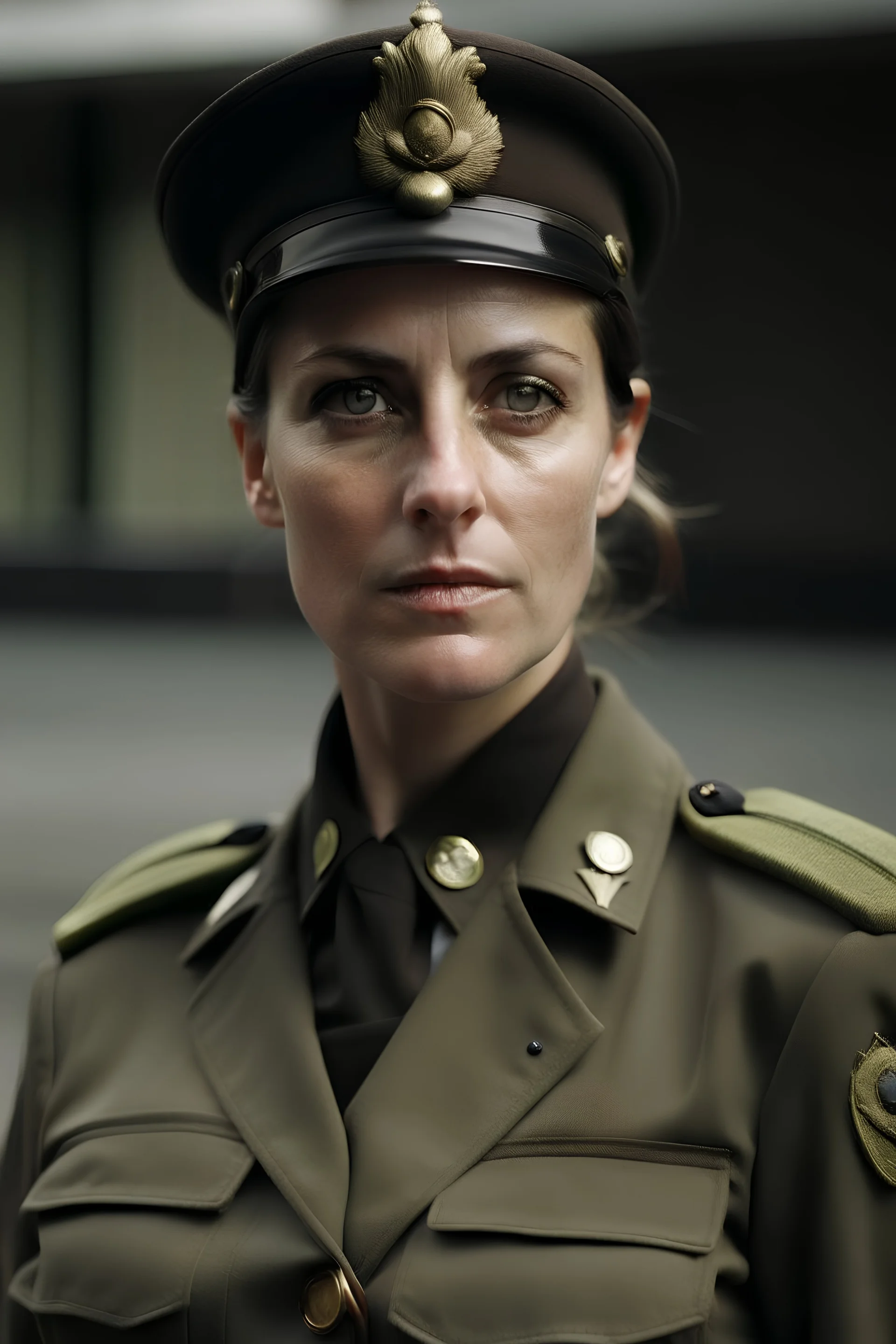 A woman wearing war uniform