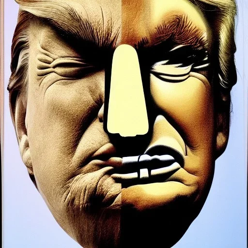 Trump with big nose. Painted by dali