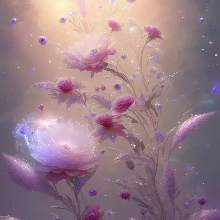 one big crystal subtle flower in a galactic ambiance with a beautiful fairy, transparent petals, delicate colors, in the foreground, full of details, smooth，soft light atmosphere, light effect，vaporwave colorful, concept art, smooth, extremely sharp detail, finely tuned detail, ultra high definition, 8 k, unreal engine 5, ultra sharp focus