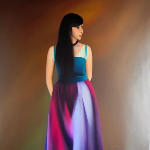 Full body portrait, painting, medium shot lady Cartelcore