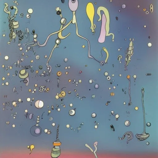 microcosm with planktonic creatures by yves tanguy and dr seuss