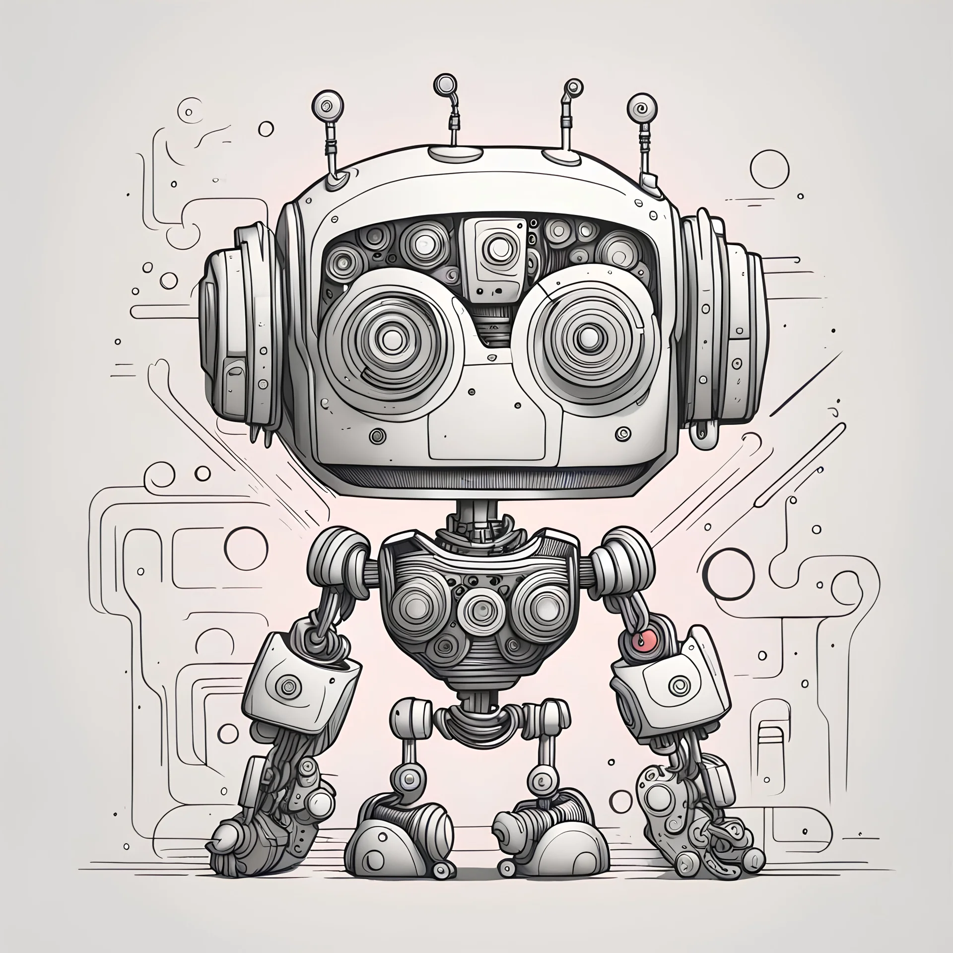 Art illustration robot lineal art