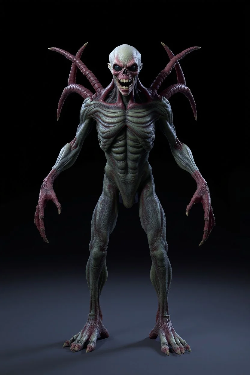 humanoid monster for a horror , silent hill style, creepy, 3d model, t-pose, full lenght